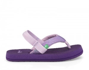 Kids' Sanuk Yoga Glitter Sandals Purple | BKM821435