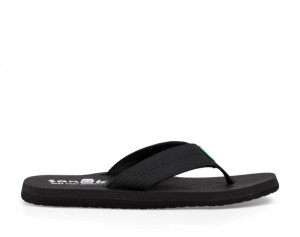 Men Sanuk Beer Cozy Coaster Flip Flops Black | CXB428795