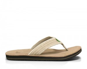 Men Sanuk Fraid Not Flip Flops Beige | BNU987602