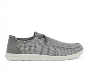 Men Sanuk Shaka Mesh No Tie Sidewalk Surfers Grey | IKP537182