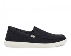 Men Sanuk Sideline 2 Hemp Slip On Shoes Black | FUB291308