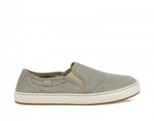 Men Sanuk Tideline Hemp Slip On Sidewalk Surfers Light Grey | KCZ524173