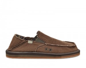 Men Sanuk Vagabond Soft Top Hemp Collapsible Heel Sidewalk Surfers Brown | TLO813527