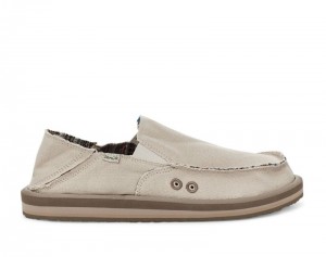 Men Sanuk Vagabond Soft Top Hemp Collapsible Heel Sidewalk Surfers Beige | PQF743612