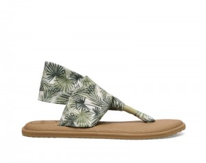 Women Sanuk 2 Tropical Vegan Sandals Olive | CSN396840