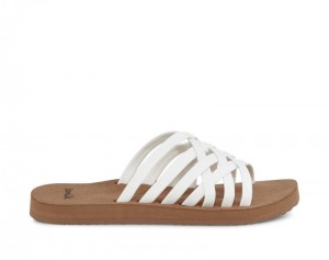 Women Sanuk Rio Slide Flip Flops White / Brown | PFY742816