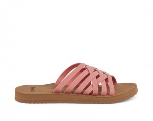 Women Sanuk Rio Slide Sandals Pink / Brown | ETP280541