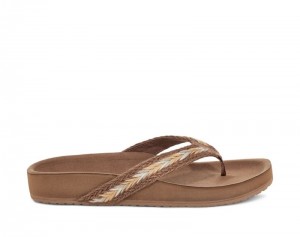 Women Sanuk She Loungy Hemp Flip Flops Beige | VAO627140