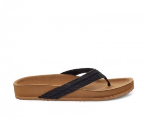 Women Sanuk She Loungy Hemp Sandals Black | VXO762130