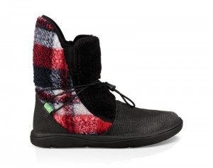 Women Sanuk Tripper Flurry Boots Black | KUX607392