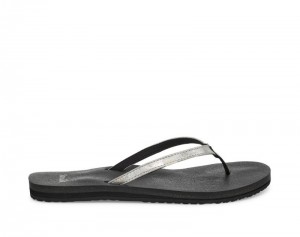 Women Sanuk Yoga Joy Shimmer Sandals Silver | BEX256498