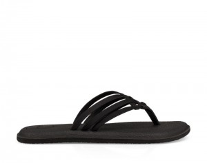 Women Sanuk Yoga Salty Flip Flops Black | OIC419308