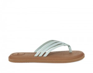 Women Sanuk Yoga Salty Flip Flops Light Turquoise | UVX281509