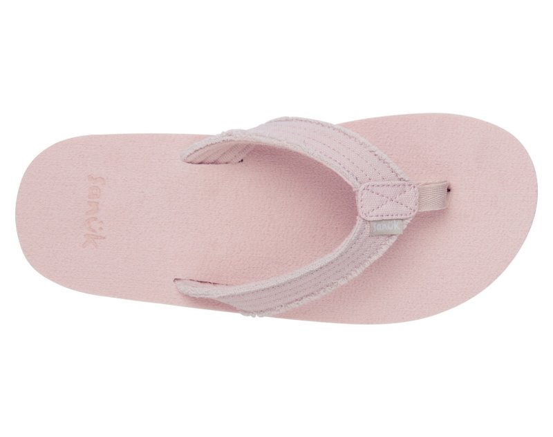 Kids' Sanuk Fraidy Stacker Canvas Sandals Pink Light Blue | IVJ862734