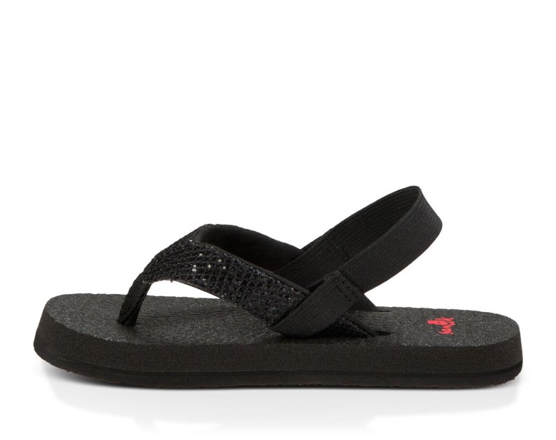 Kids' Sanuk Yoga Glitter Sandals Black | OPI815970