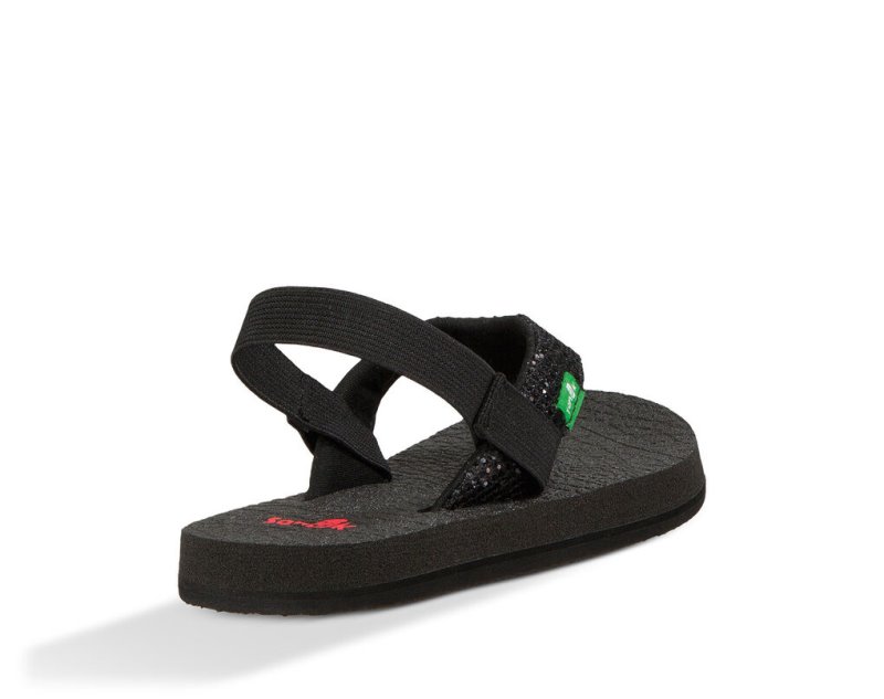 Kids' Sanuk Yoga Glitter Sandals Black | OPI815970