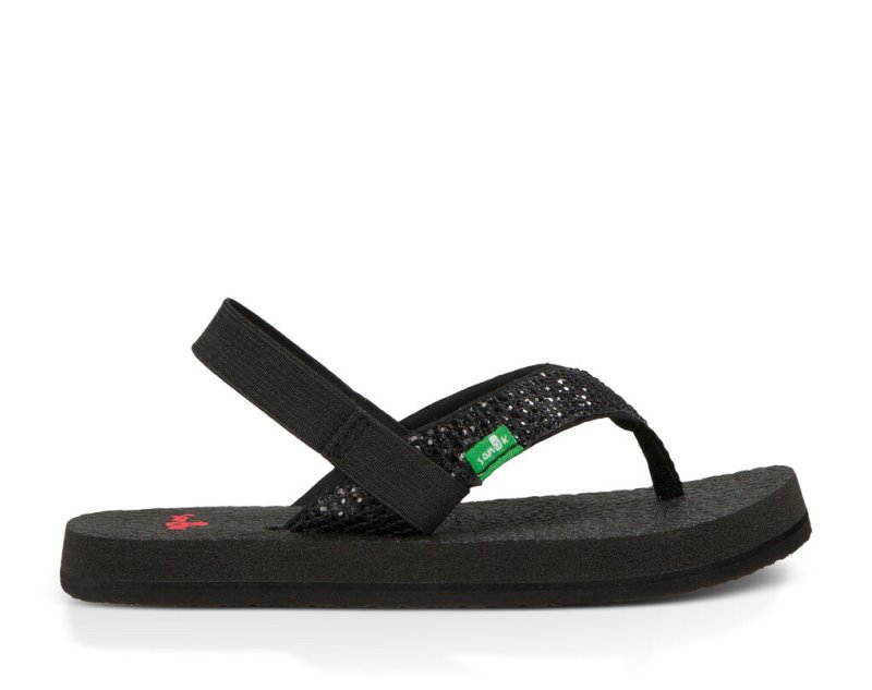 Kids\' Sanuk Yoga Glitter Sandals Black | OPI815970