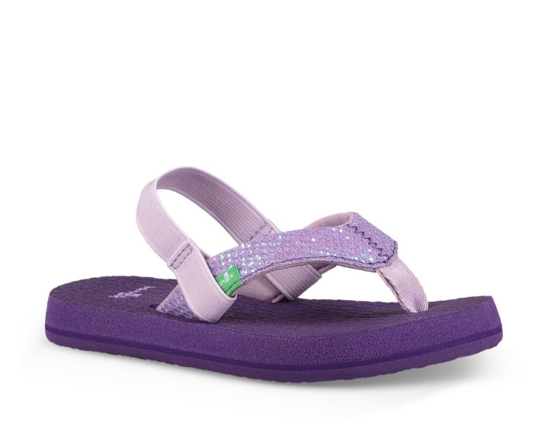 Kids' Sanuk Yoga Glitter Sandals Purple | BKM821435