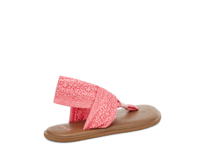 Kids' Sanuk Yoga Sling Burst Print Vegan Leopard Sandals Pink Leopard | LFJ034916