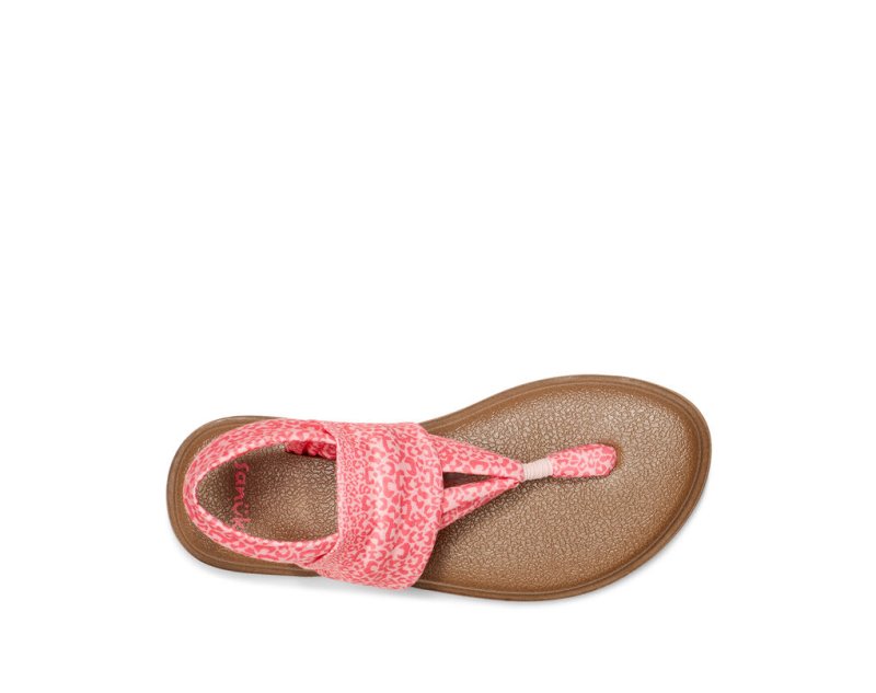 Kids' Sanuk Yoga Sling Burst Print Vegan Leopard Sandals Pink Leopard | LFJ034916