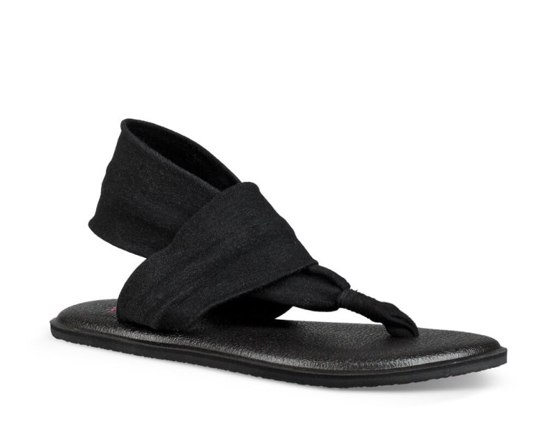 Kids' Sanuk Yoga Sling Burst Sandals Black | JQU164792