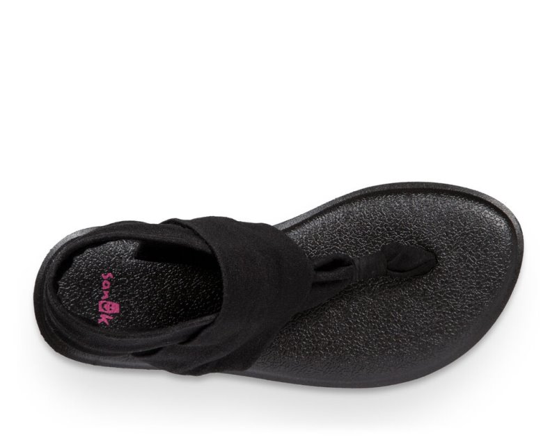 Kids' Sanuk Yoga Sling Burst Sandals Black | JQU164792