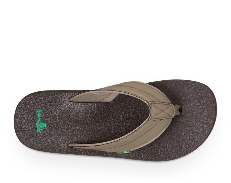 Men Sanuk Beer Cozy 2 Chocolate Flip Flops Brown | FKO651473