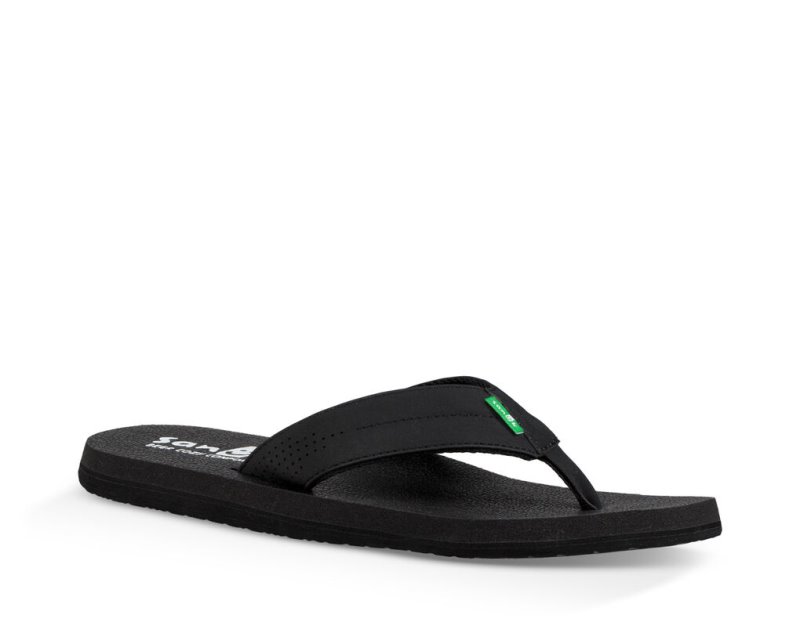 Men Sanuk Beer Cozy Coaster Flip Flops Black | CXB428795