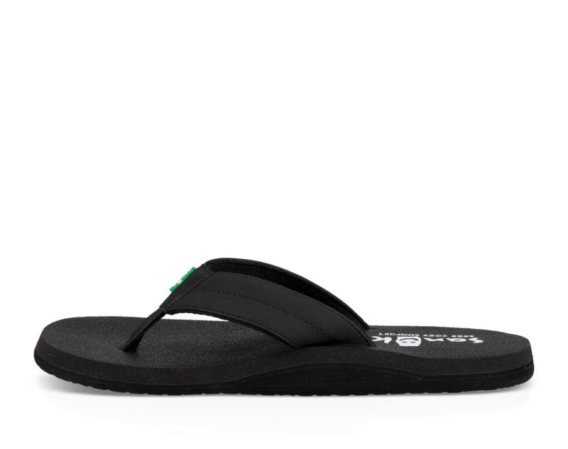 Men Sanuk Beer Cozy Coaster Flip Flops Black | CXB428795