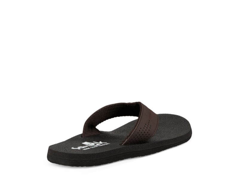 Men Sanuk Beer Cozy Coaster Flip Flops Dark Brown | ENH038916