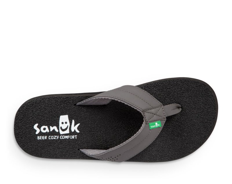 Men Sanuk Beer Cozy Coaster Flip Flops Grey / Grey | SAY970685