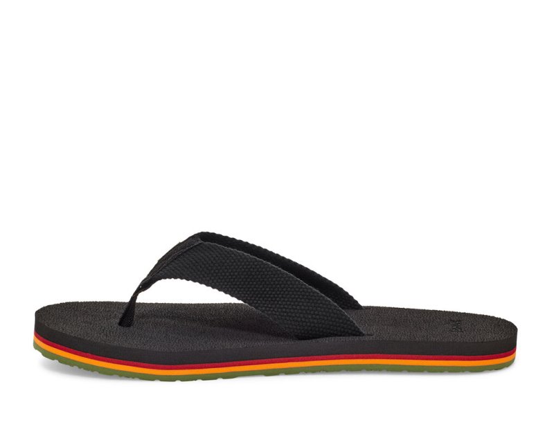 Men Sanuk Beer Cozy Stacker Webbing Flip Flops Black | STZ093765