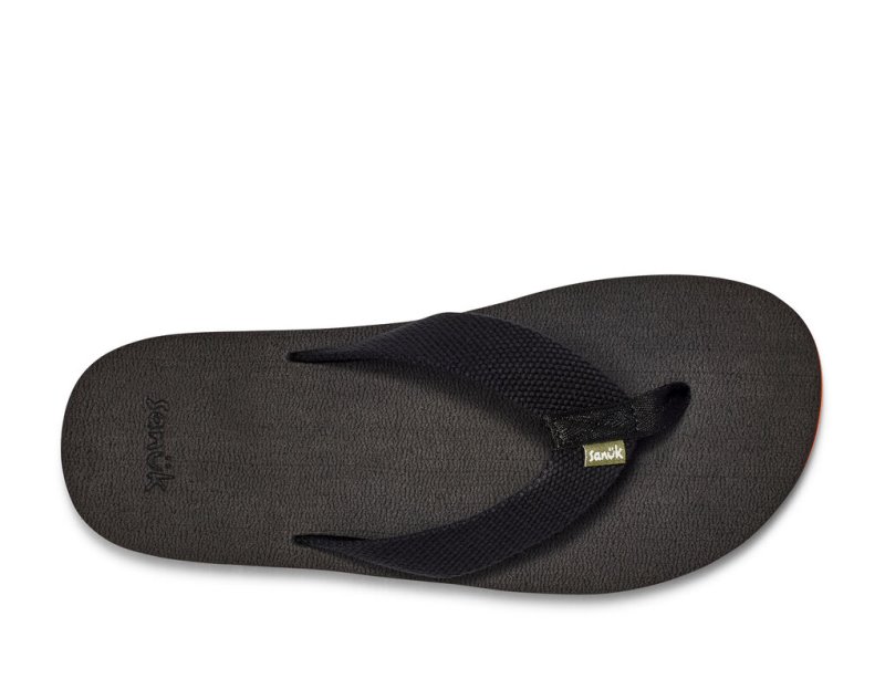 Men Sanuk Beer Cozy Stacker Webbing Flip Flops Black | STZ093765