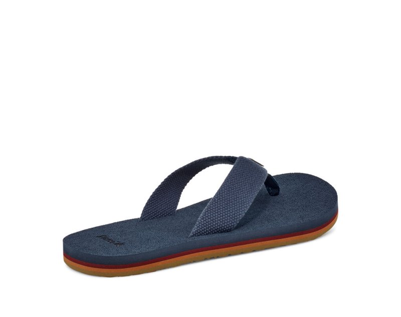 Men Sanuk Beer Cozy Stacker Webbing Flip Flops Blue | FLV287140