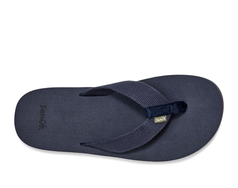 Men Sanuk Beer Cozy Stacker Webbing Flip Flops Blue | FLV287140