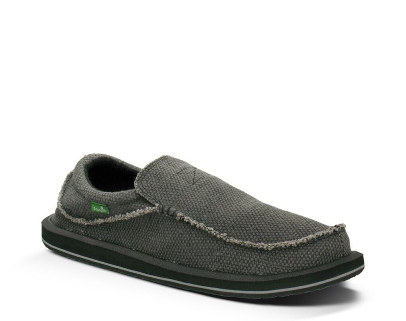 Men Sanuk Chiba Sidewalk Surfers Black | QLT392458