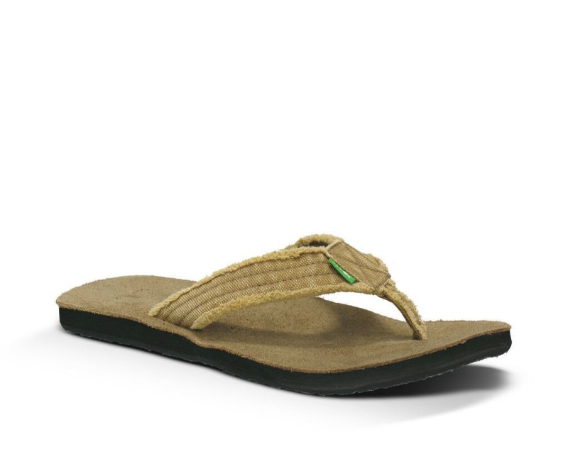 Men Sanuk Fraid Not Big & Tall Flip Flops Khaki | DFN927056