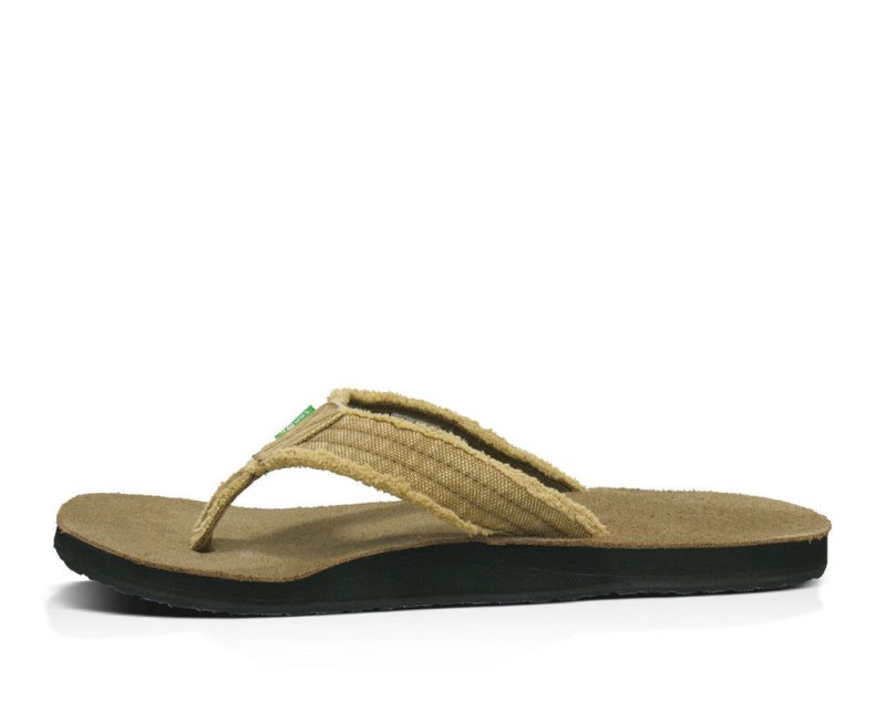 Men Sanuk Fraid Not Big & Tall Flip Flops Khaki | DFN927056