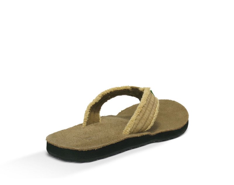 Men Sanuk Fraid Not Big & Tall Flip Flops Khaki | DFN927056