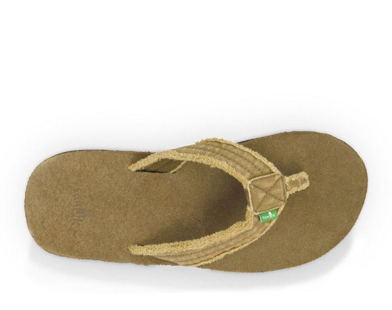 Men Sanuk Fraid Not Big & Tall Flip Flops Khaki | DFN927056