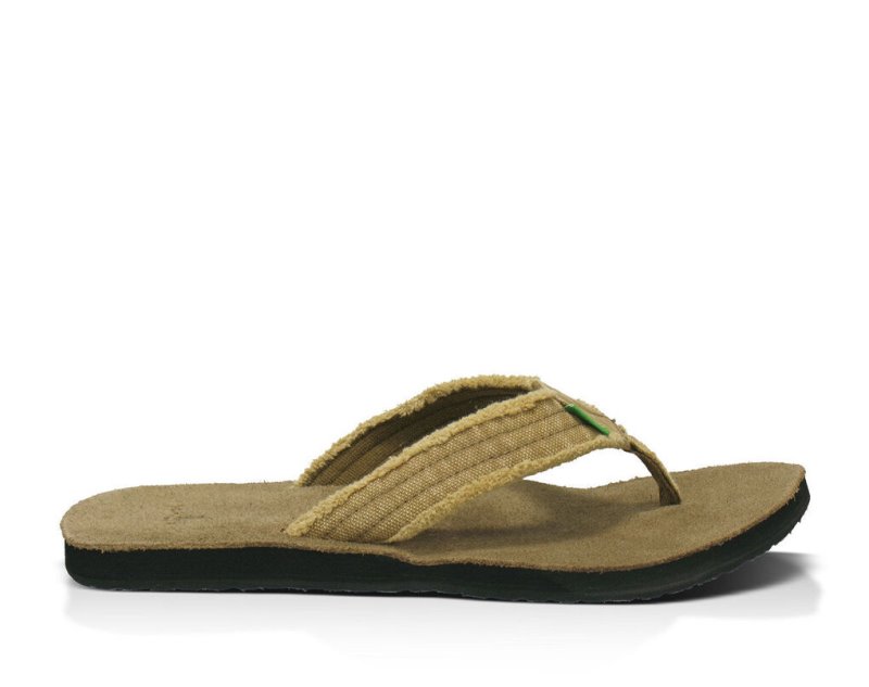 Men Sanuk Fraid Not Big & Tall Flip Flops Khaki | DFN927056