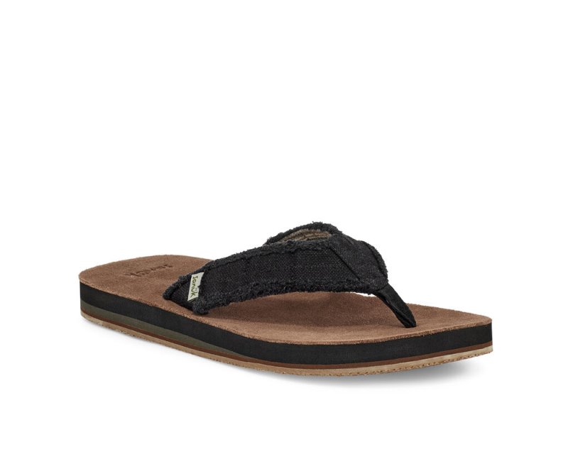 Men Sanuk Fraid Not Soft Top Eco Friendly Flip Flops Black | MNK206983