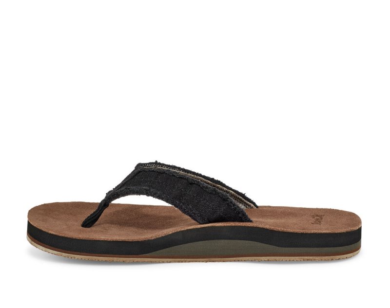 Men Sanuk Fraid Not Soft Top Eco Friendly Flip Flops Black | MNK206983