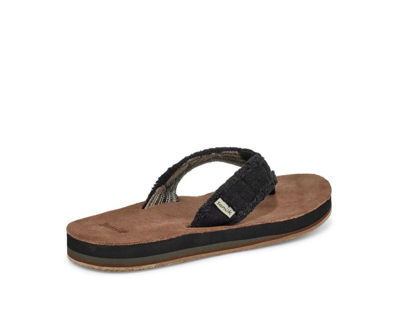 Men Sanuk Fraid Not Soft Top Eco Friendly Flip Flops Black | MNK206983