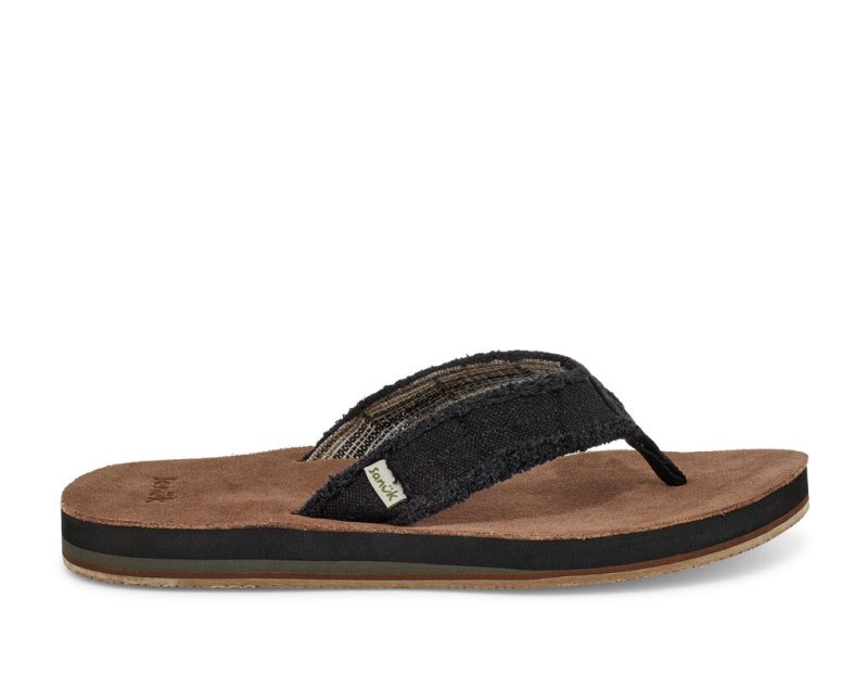 Men Sanuk Fraid Not Soft Top Eco Friendly Flip Flops Black | MNK206983