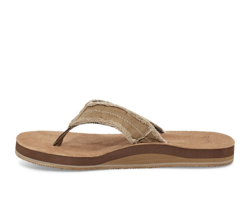 Men Sanuk Fraid Not Soft Top Eco Friendly Flip Flops Beige | QXM695472