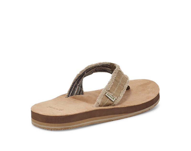 Men Sanuk Fraid Not Soft Top Eco Friendly Flip Flops Beige | QXM695472