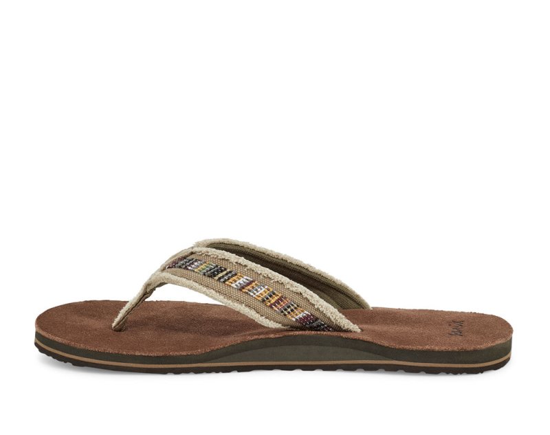 Men Sanuk Fraid So Eco Friendly Flip Flops Khaki | XIP247690