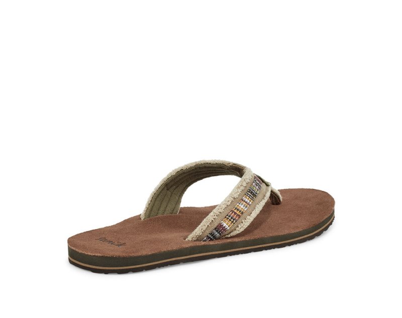 Men Sanuk Fraid So Eco Friendly Flip Flops Khaki | XIP247690