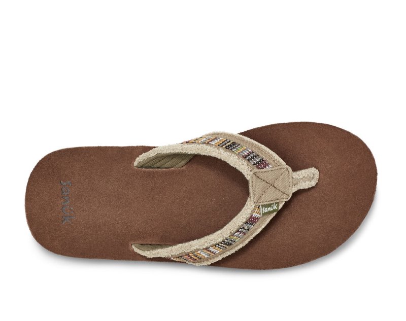 Men Sanuk Fraid So Eco Friendly Flip Flops Khaki | XIP247690